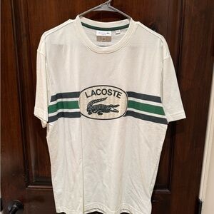 Lacoste Men's White and Green T-Shirt (NWT)